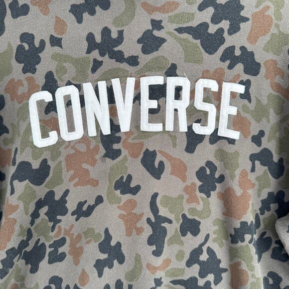 Converse Camouflage Embroidered Hoodie Sweatshirt Mens XL Green Black - Picture 6 of 16